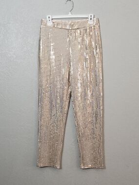 NWT ASOS Sequin Ankle Party Pants Rose Gold Womens 10 High Rise
